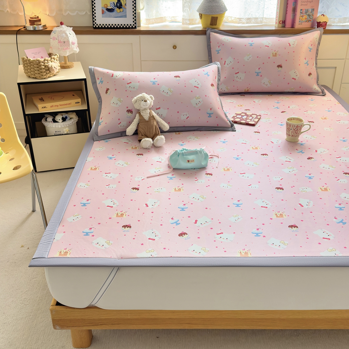 91家纺网 家纺一手货源 找家纺 （总）圣比熊 2026新款烫光数码印花冰丝凉席