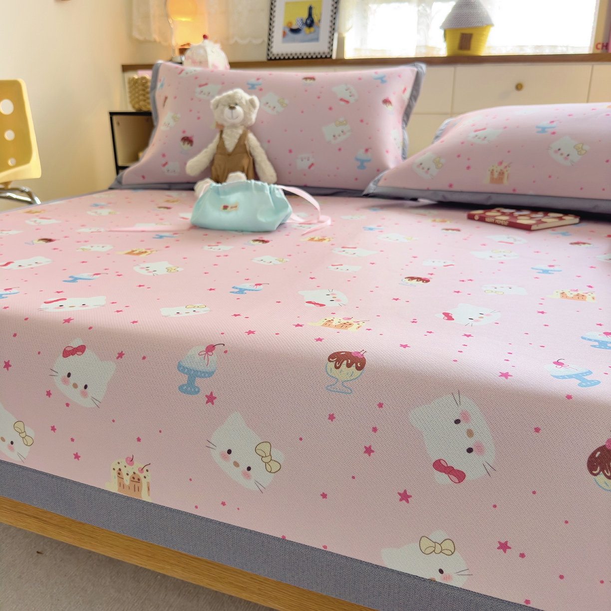 91家纺网 家纺一手货源 找家纺 （总）圣比熊 2026新款烫光数码印花冰丝凉席