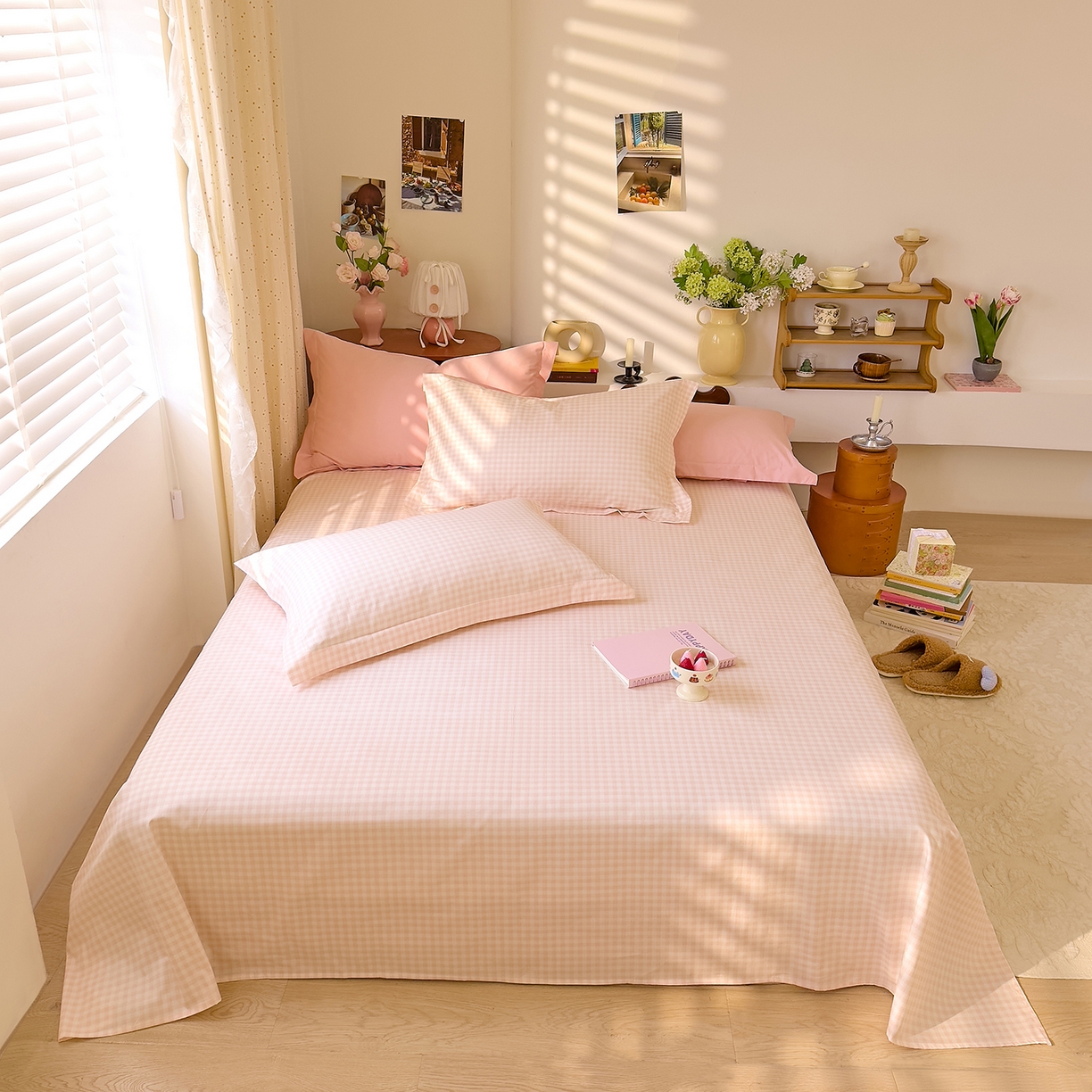 91家纺网 家纺一手货源 找家纺 DoDo 兜兜 2026年全棉纯棉ins风小清新单品床单 床单单件 樱粉奶盖