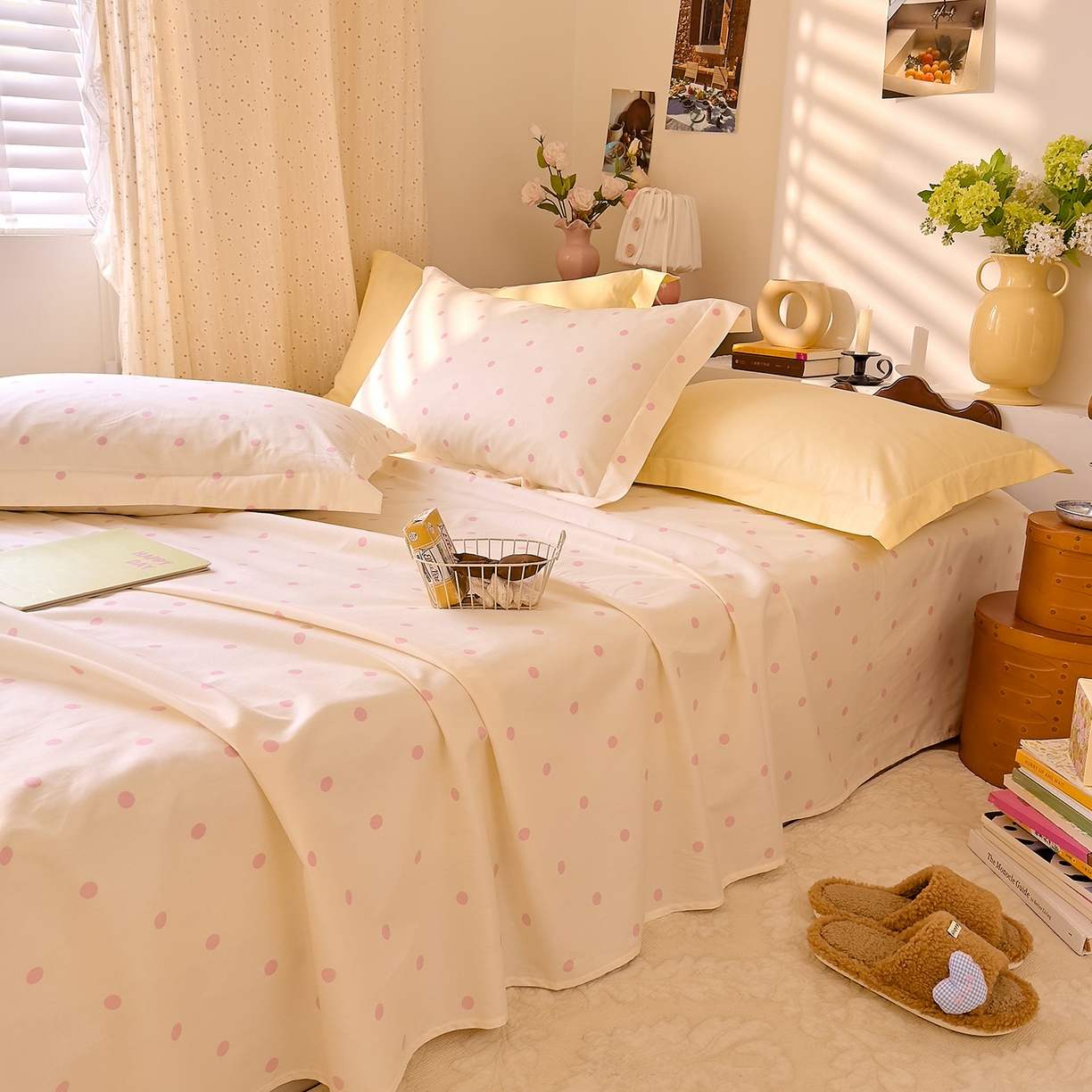 DoDo 兜兜 2026年全棉纯棉ins风小清新单品床单 床单单件 波点奶盖