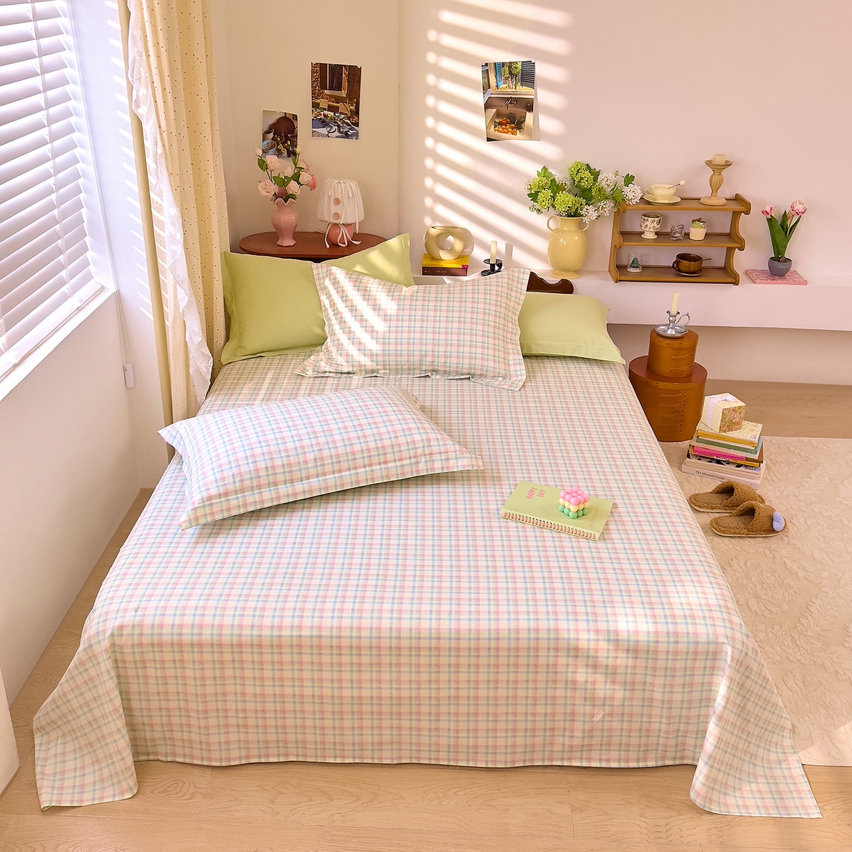 91家纺网 家纺一手货源 找家纺 DoDo 兜兜 2026年全棉纯棉ins风小清新单品床单 床单单件 彩虹奶盖