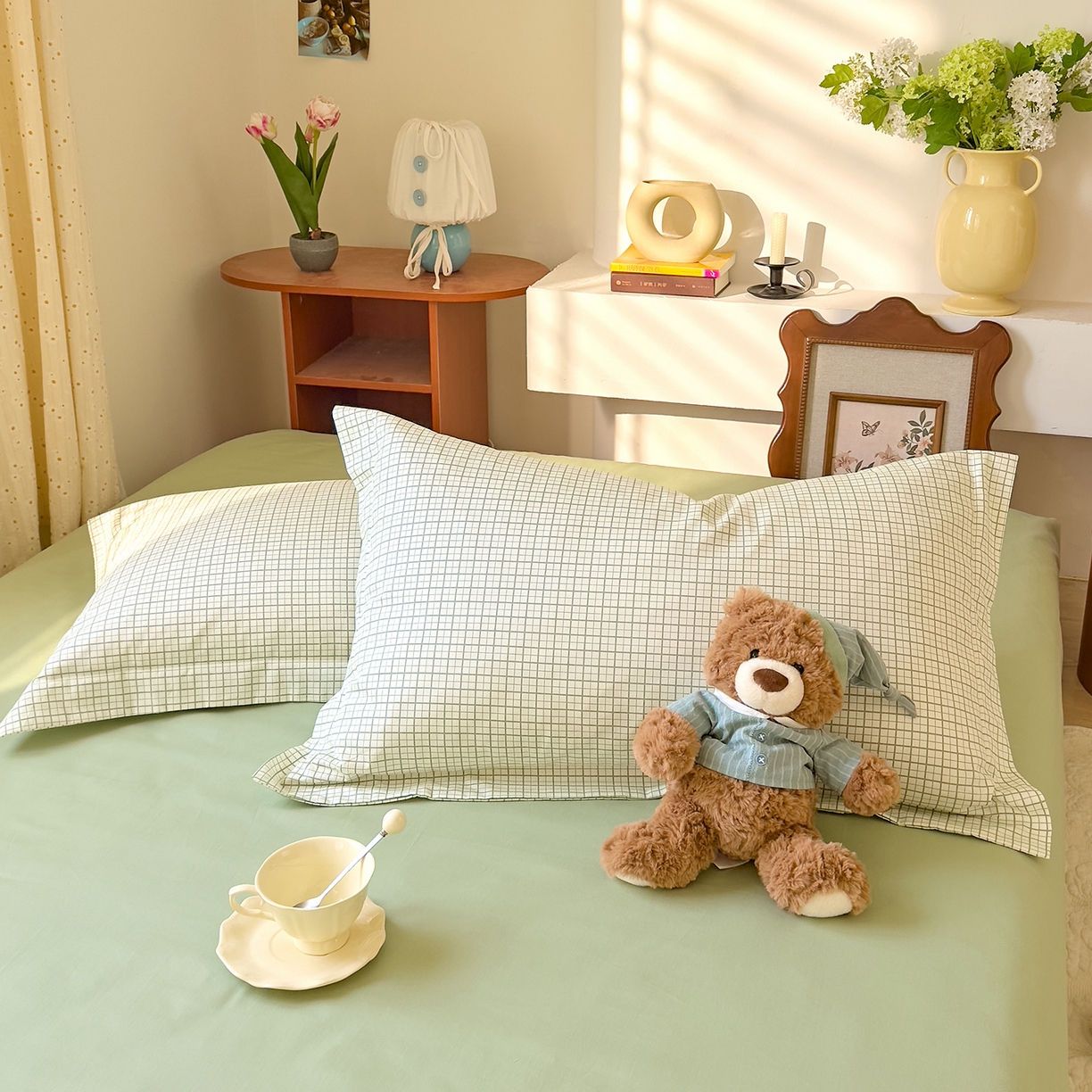 91家纺网 家纺一手货源 找家纺 DoDo 兜兜 2026年全棉纯棉ins风小清新单品床单 床单单件 青提奶盖