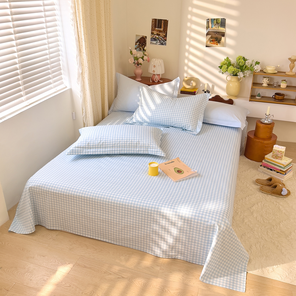 91家纺网 家纺一手货源 找家纺 DoDo 兜兜 2026年全棉纯棉ins风小清新单品床单 床单单件 晴空奶盖