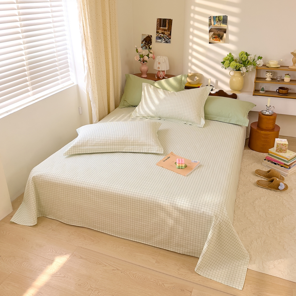 91家纺网 家纺一手货源 找家纺 DoDo 兜兜 2026年全棉纯棉ins风小清新单品床单 床单单件 青提奶盖