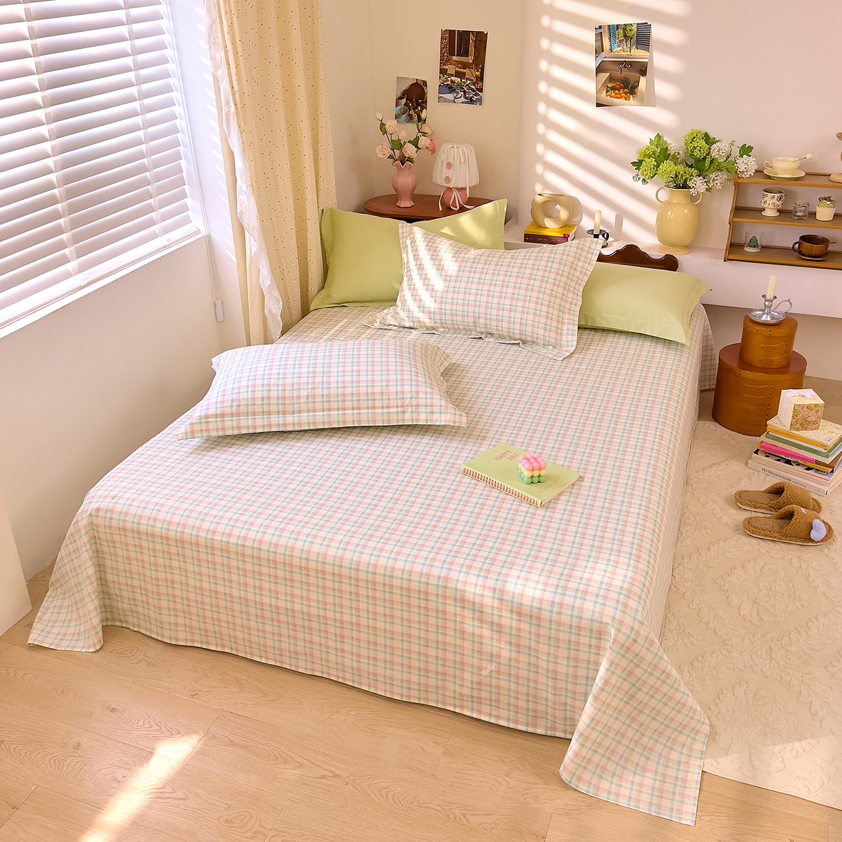 91家纺网 家纺一手货源 找家纺 DoDo 兜兜 2026年全棉纯棉ins风小清新单品床单 床单单件 彩虹奶盖