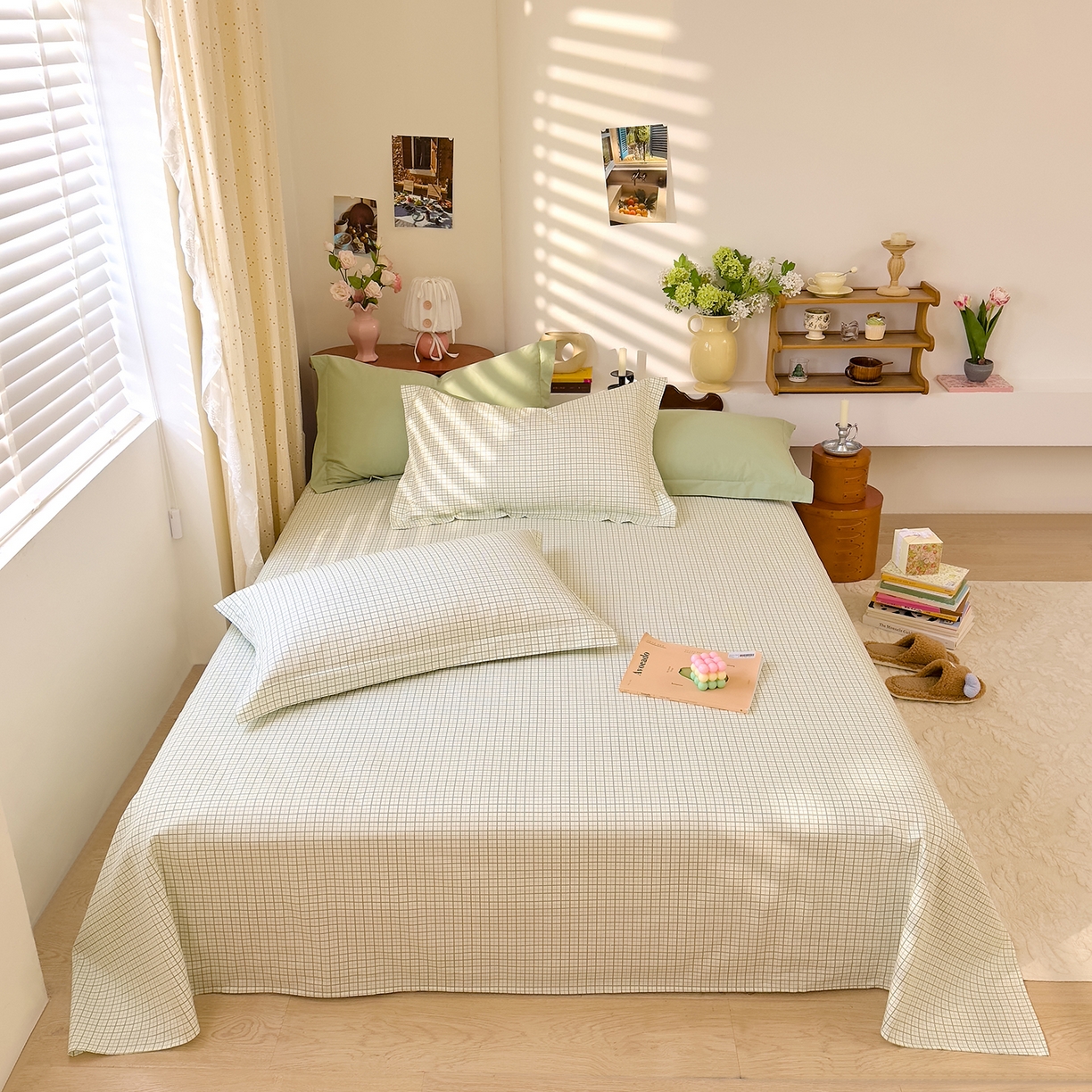 91家纺网 家纺一手货源 找家纺 DoDo 兜兜 2026年全棉纯棉ins风小清新单品床单 床单单件 青提奶盖