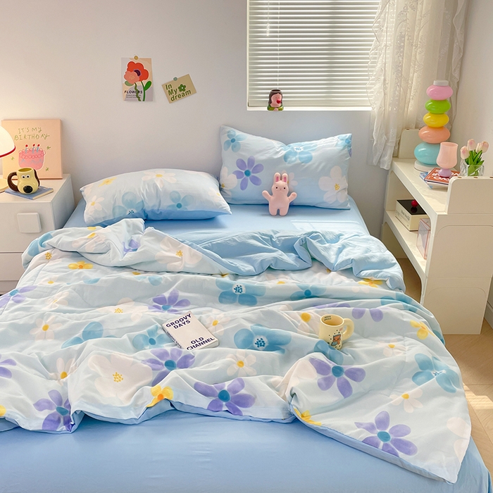 91家纺网 家纺一手货源 找家纺 卡斯诺家纺馆 2026新款水洗云朵棉夏被夏凉被空调被 初夏花语