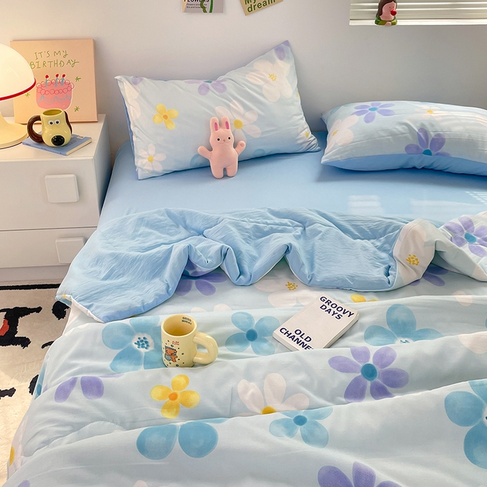 91家纺网 家纺一手货源 找家纺 卡斯诺家纺馆 2026新款水洗云朵棉夏被夏凉被空调被 初夏花语