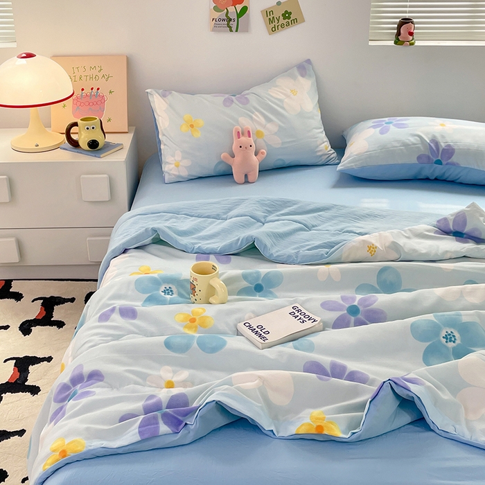 91家纺网 家纺一手货源 找家纺 卡斯诺家纺馆 2026新款水洗云朵棉夏被夏凉被空调被 初夏花语