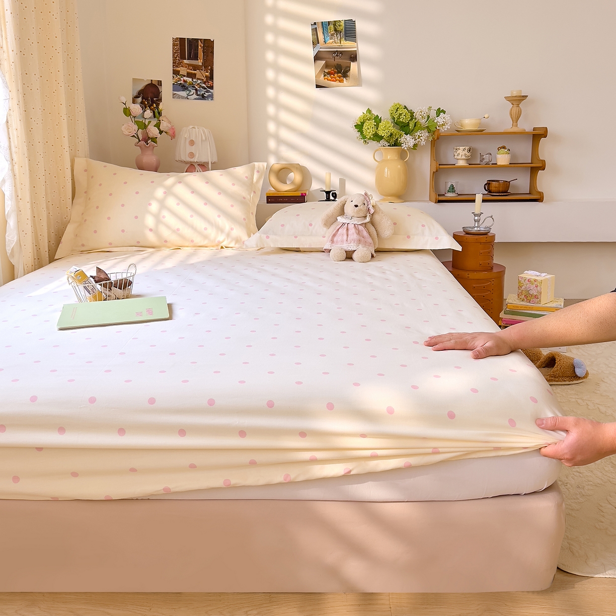 DoDo 兜兜 2026年全棉纯棉ins风小清新单品床笠 床笠单件 波点奶盖