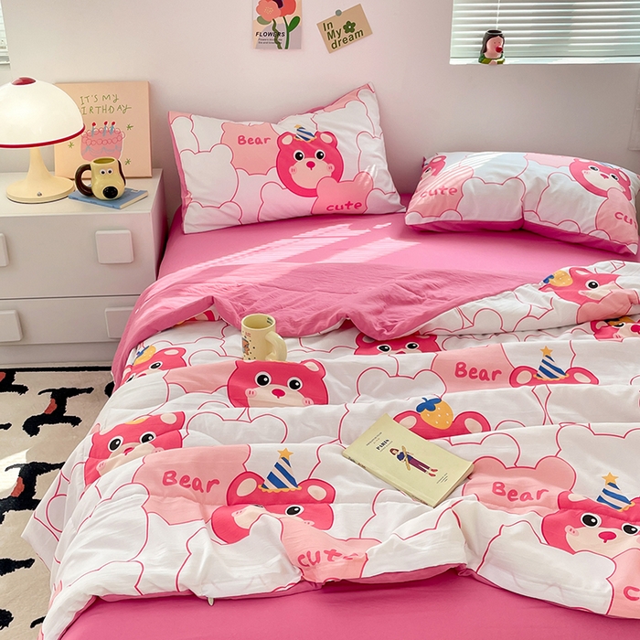 91家纺网 家纺一手货源 找家纺 卡斯诺家纺馆 2026新款水洗云朵棉夏被夏凉被空调被 可爱萌熊