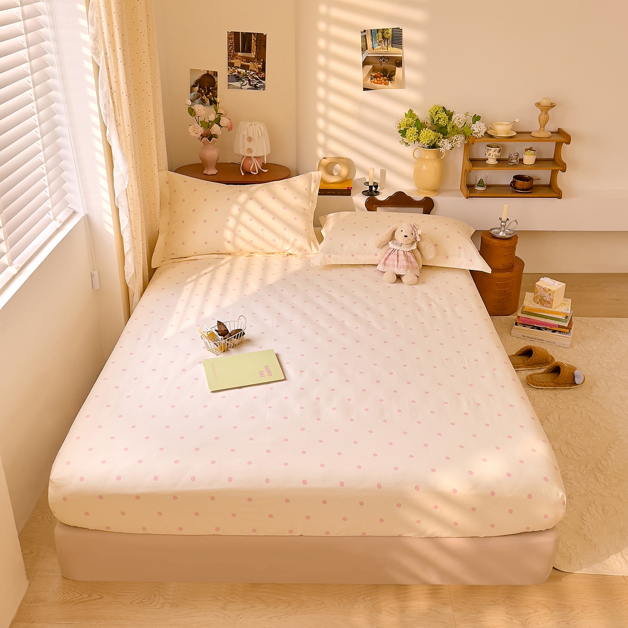 91家纺网 家纺一手货源 找家纺 DoDo 兜兜 2026年全棉纯棉ins风小清新单品床笠 床笠单件 波点奶盖