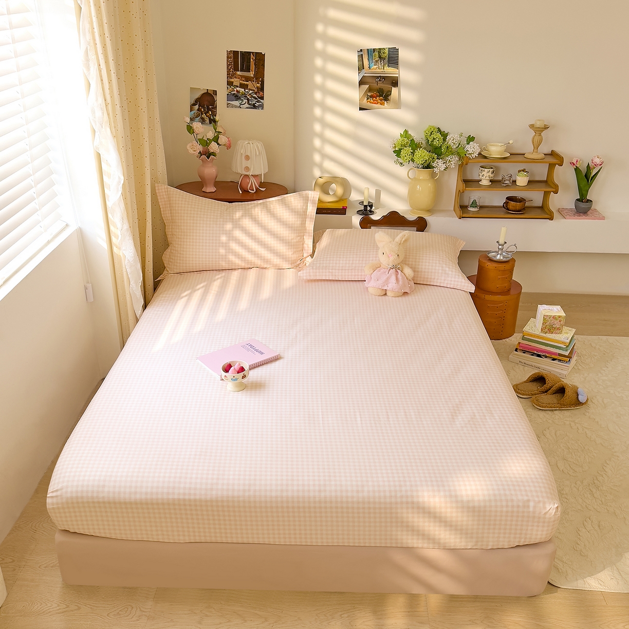 91家纺网 家纺一手货源 找家纺 DoDo 兜兜 2026年全棉纯棉ins风小清新单品床笠 床笠单件 樱粉奶盖