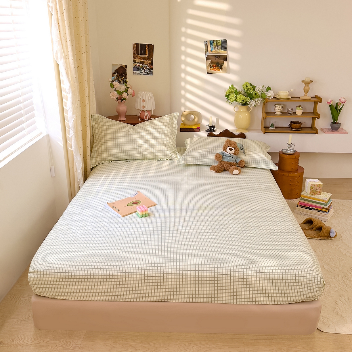 91家纺网 家纺一手货源 找家纺 DoDo 兜兜 2026年全棉纯棉ins风小清新单品床笠 床笠单件 青提奶盖