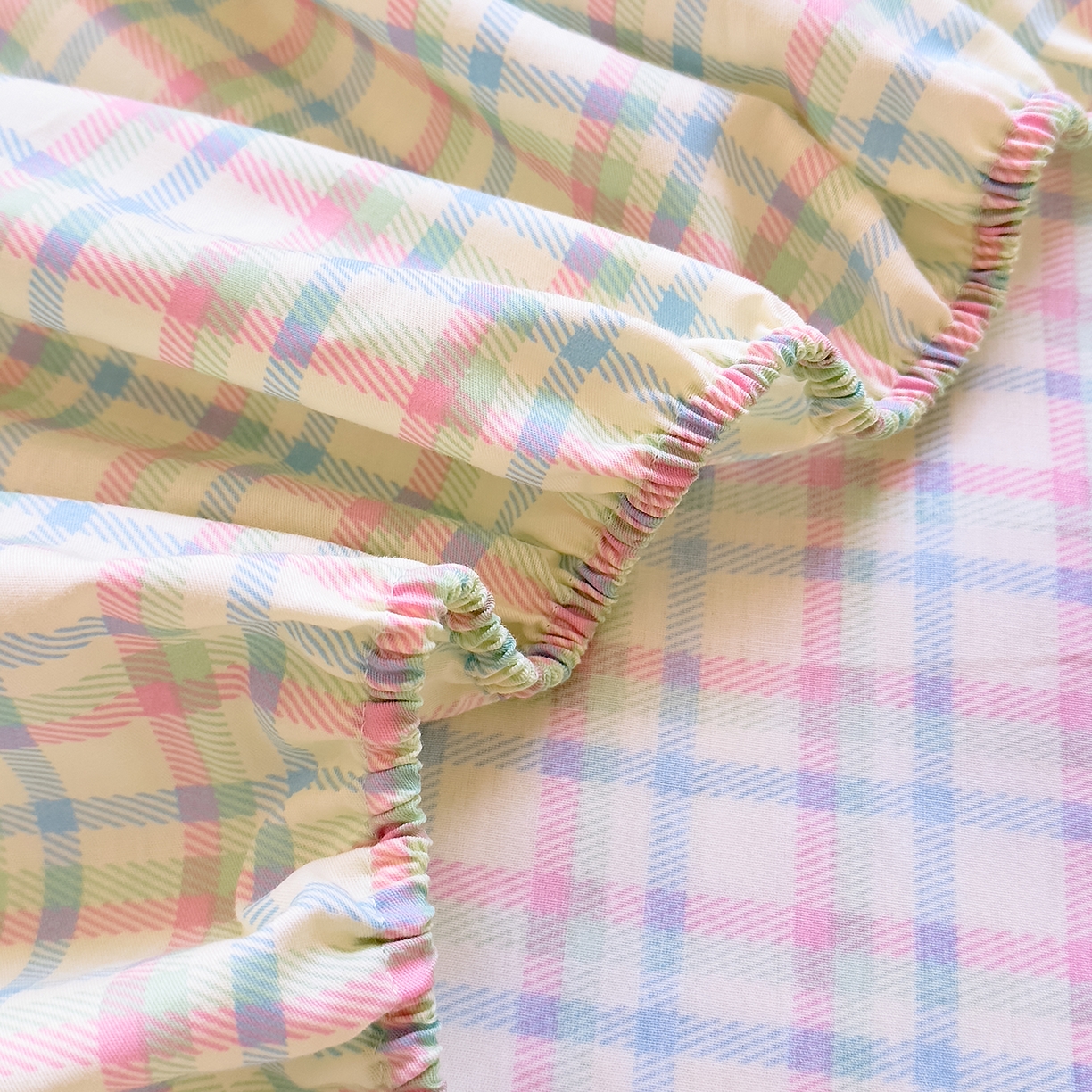 91家纺网 家纺一手货源 找家纺 DoDo 兜兜 2026年全棉纯棉ins风小清新单品床笠 床笠单件 彩虹奶盖