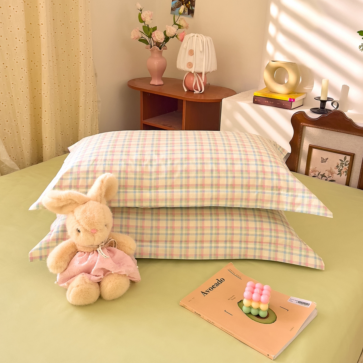 91家纺网 家纺一手货源 找家纺 DoDo 兜兜 2026年全棉纯棉ins风小清新单品床笠 床笠单件 彩虹奶盖