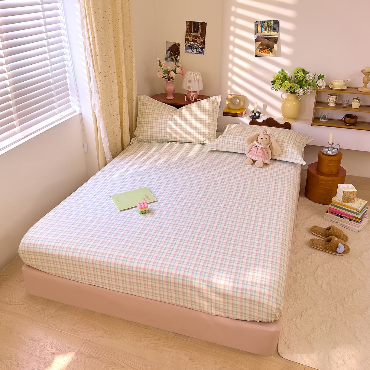 91家纺网 家纺一手货源 找家纺 DoDo 兜兜 2026年全棉纯棉ins风小清新单品床笠 床笠单件 彩虹奶盖