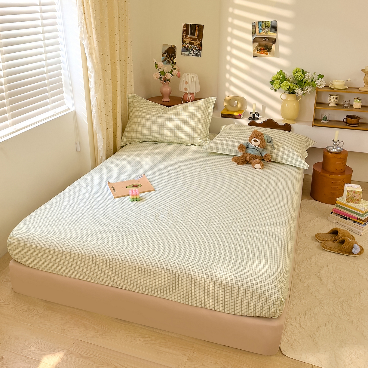 91家纺网 家纺一手货源 找家纺 DoDo 兜兜 2026年全棉纯棉ins风小清新单品床笠 床笠单件 青提奶盖