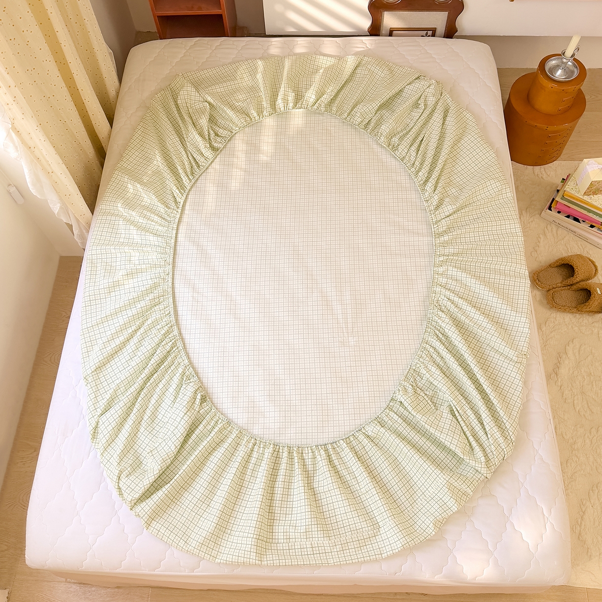 91家纺网 家纺一手货源 找家纺 DoDo 兜兜 2026年全棉纯棉ins风小清新单品床笠 床笠单件 青提奶盖