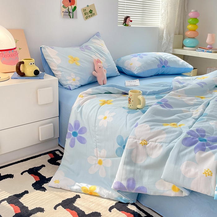 91家纺网 家纺一手货源 找家纺 卡斯诺家纺馆 2026新款水洗云朵棉夏被夏凉被空调被 初夏花语