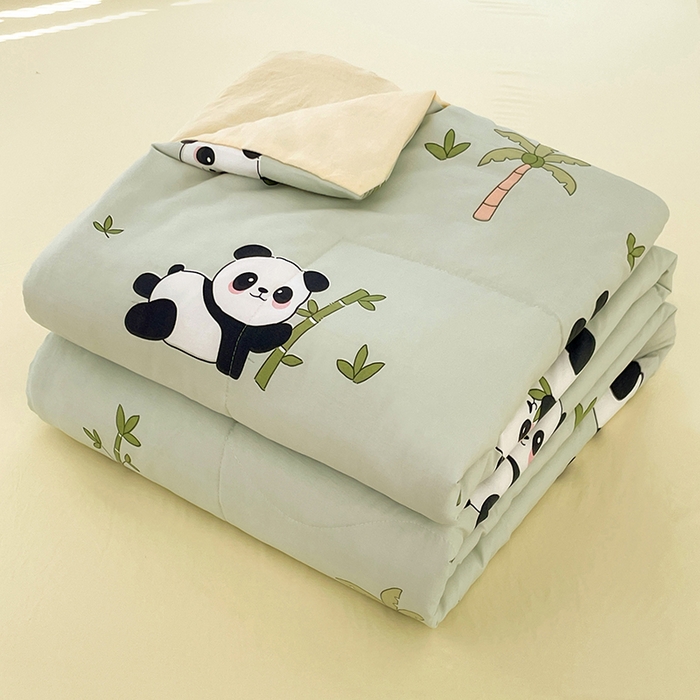 91家纺网 家纺一手货源 找家纺 卡斯诺家纺馆 2026新款水洗云朵棉夏被夏凉被空调被 熊猫竹竹