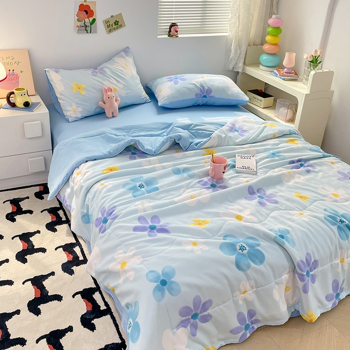 91家纺网 家纺一手货源 找家纺 卡斯诺家纺馆 2026新款水洗云朵棉夏被夏凉被空调被 初夏花语