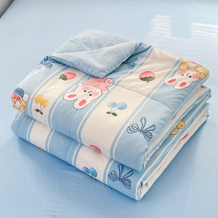 91家纺网 家纺一手货源 找家纺 卡斯诺家纺馆 2026新款水洗云朵棉夏被夏凉被空调被 缤果萌兔