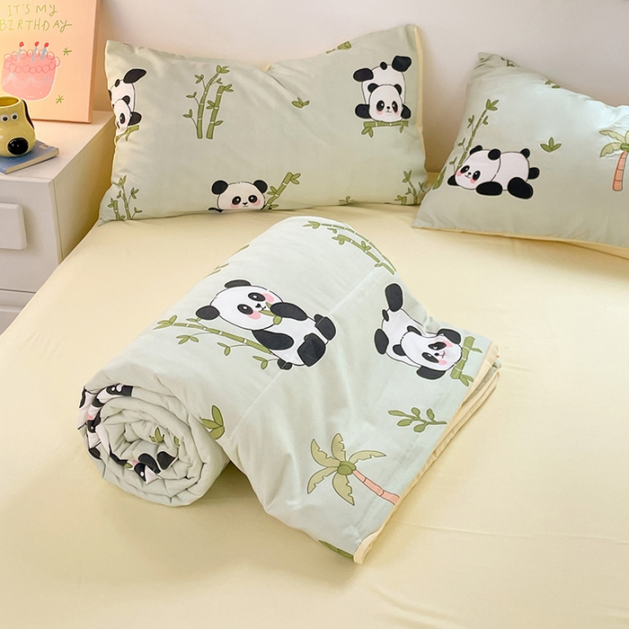 91家纺网 家纺一手货源 找家纺 卡斯诺家纺馆 2026新款水洗云朵棉夏被夏凉被空调被 熊猫竹竹