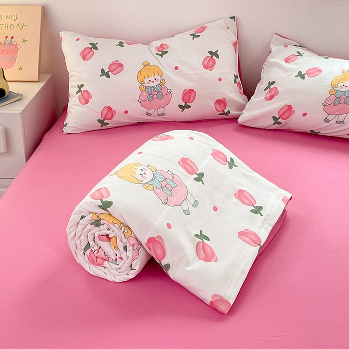 91家纺网 家纺一手货源 找家纺 卡斯诺家纺馆 2026新款水洗云朵棉夏被夏凉被空调被 花仙子