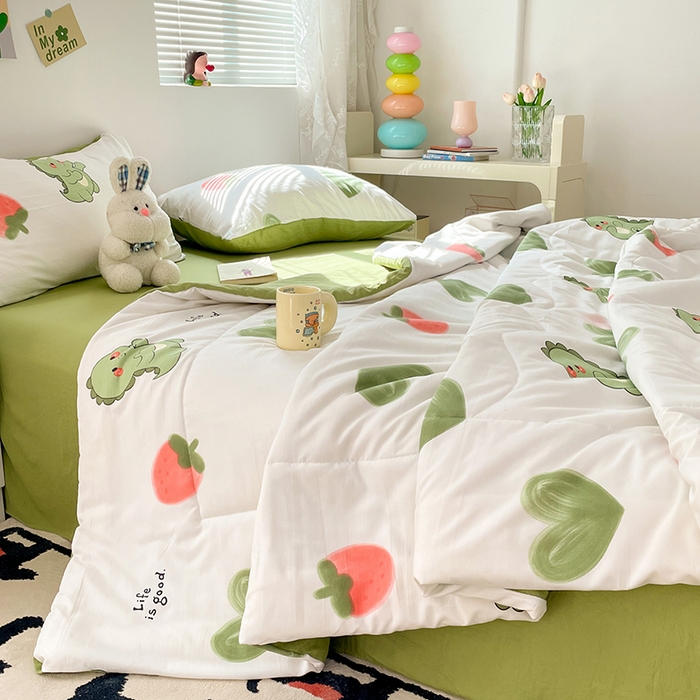 91家纺网 家纺一手货源 找家纺 卡斯诺家纺馆 2026新款水洗云朵棉夏被夏凉被空调被 爱心恐龙