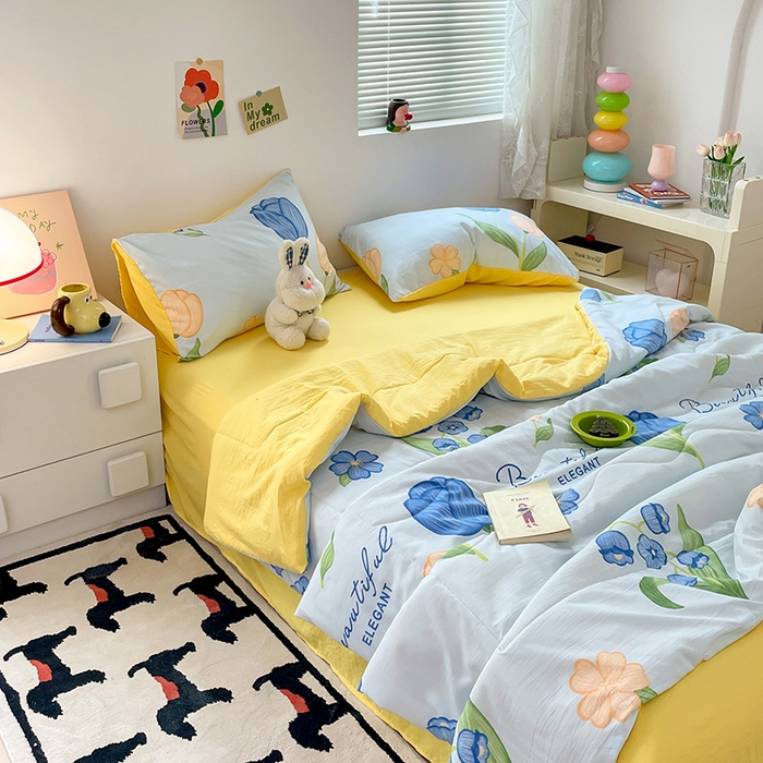 91家纺网 家纺一手货源 找家纺 卡斯诺家纺馆 2026新款水洗云朵棉夏被夏凉被空调被 缤纷花朵