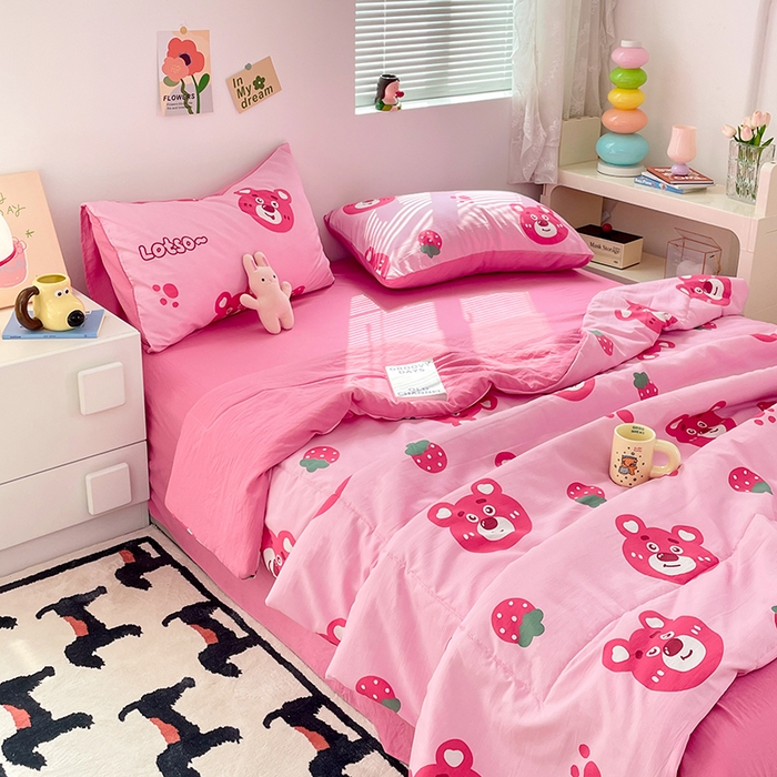 91家纺网 家纺一手货源 找家纺 卡斯诺家纺馆 2026新款水洗云朵棉夏被夏凉被空调被 幸运小熊