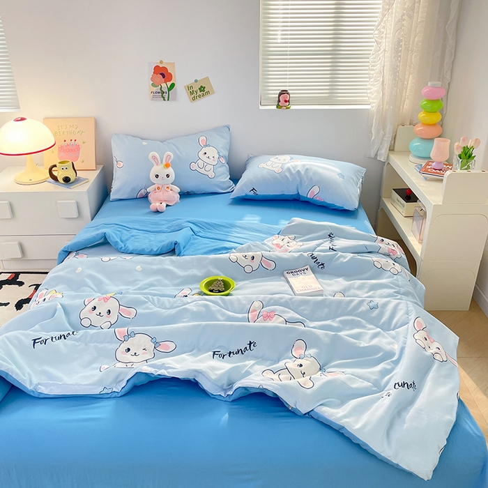 91家纺网 家纺一手货源 找家纺 卡斯诺家纺馆 2026新款水洗云朵棉夏被夏凉被空调被 萌兔日记