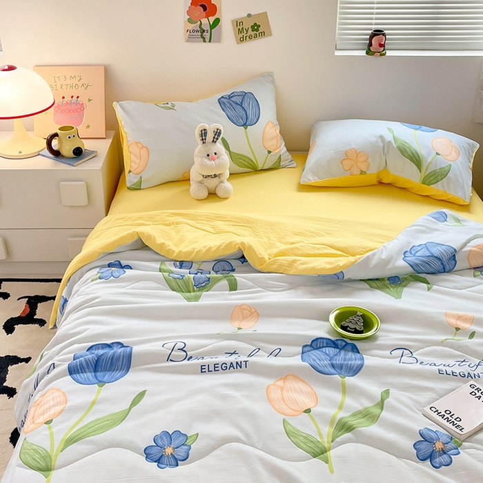 91家纺网 家纺一手货源 找家纺 卡斯诺家纺馆 2026新款水洗云朵棉夏被夏凉被空调被 缤纷花朵