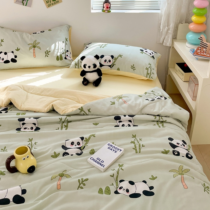 91家纺网 家纺一手货源 找家纺 卡斯诺家纺馆 2026新款水洗云朵棉夏被夏凉被空调被 熊猫竹竹