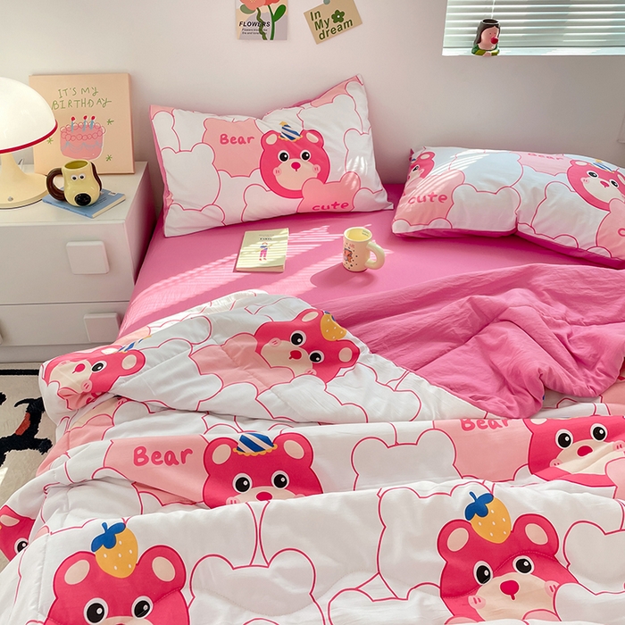 91家纺网 家纺一手货源 找家纺 卡斯诺家纺馆 2026新款水洗云朵棉夏被夏凉被空调被 可爱萌熊