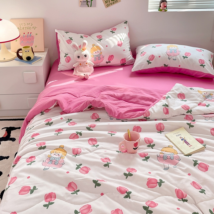 91家纺网 家纺一手货源 找家纺 卡斯诺家纺馆 2026新款水洗云朵棉夏被夏凉被空调被 花仙子