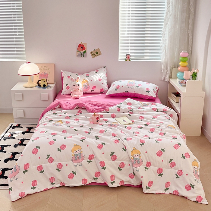 91家纺网 家纺一手货源 找家纺 卡斯诺家纺馆 2026新款水洗云朵棉夏被夏凉被空调被 花仙子