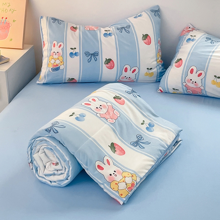 91家纺网 家纺一手货源 找家纺 卡斯诺家纺馆 2026新款水洗云朵棉夏被夏凉被空调被 缤果萌兔