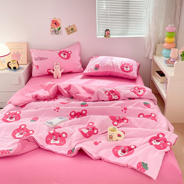 91家纺网 家纺一手货源 找家纺 卡斯诺家纺馆 2026新款水洗云朵棉夏被夏凉被空调被 幸运小熊