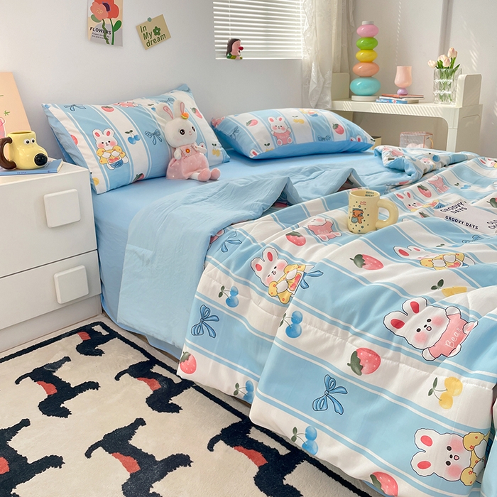 91家纺网 家纺一手货源 找家纺 卡斯诺家纺馆 2026新款水洗云朵棉夏被夏凉被空调被 缤果萌兔