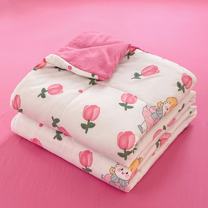 91家纺网 家纺一手货源 找家纺 卡斯诺家纺馆 2026新款水洗云朵棉夏被夏凉被空调被 花仙子