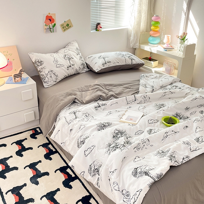 91家纺网 家纺一手货源 找家纺 卡斯诺家纺馆 2026新款水洗云朵棉夏被夏凉被空调被 江南墨色