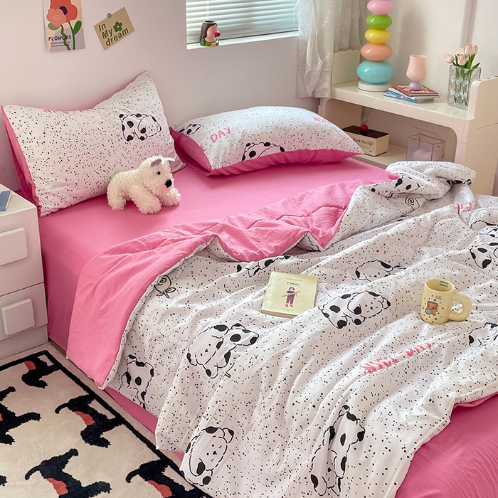 91家纺网 家纺一手货源 找家纺 卡斯诺家纺馆 2026新款水洗云朵棉夏被夏凉被空调被 斑点狗