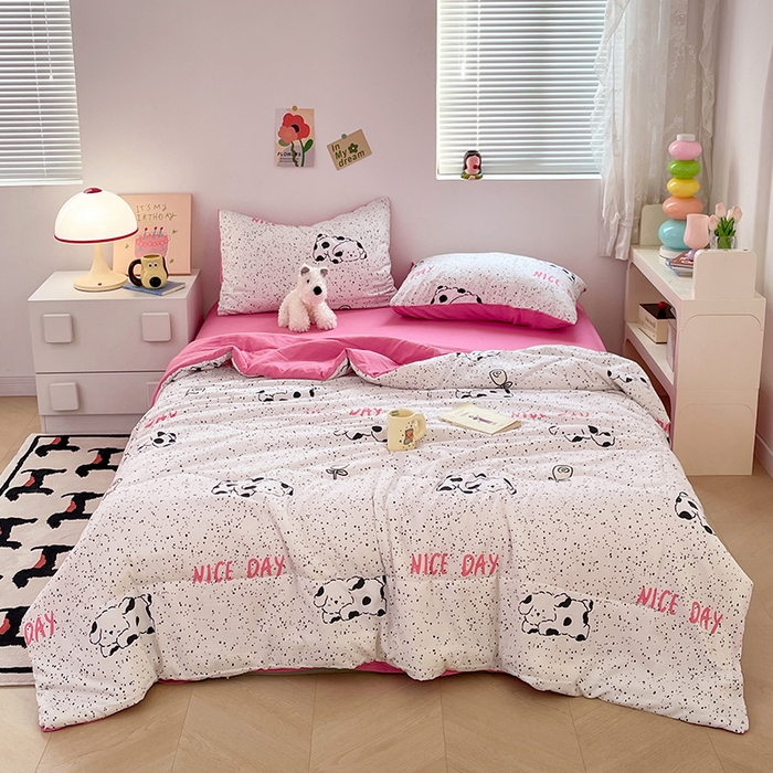 91家纺网 家纺一手货源 找家纺 卡斯诺家纺馆 2026新款水洗云朵棉夏被夏凉被空调被 斑点狗