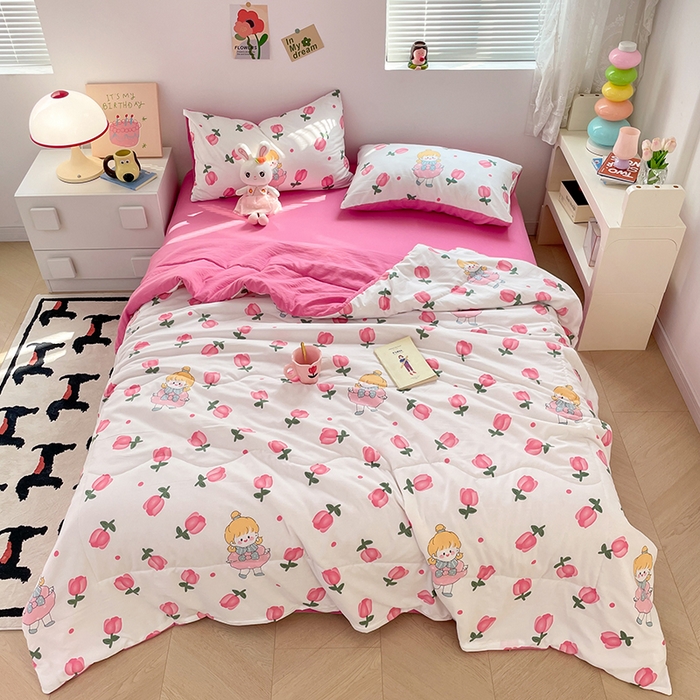 91家纺网 家纺一手货源 找家纺 卡斯诺家纺馆 2026新款水洗云朵棉夏被夏凉被空调被 花仙子