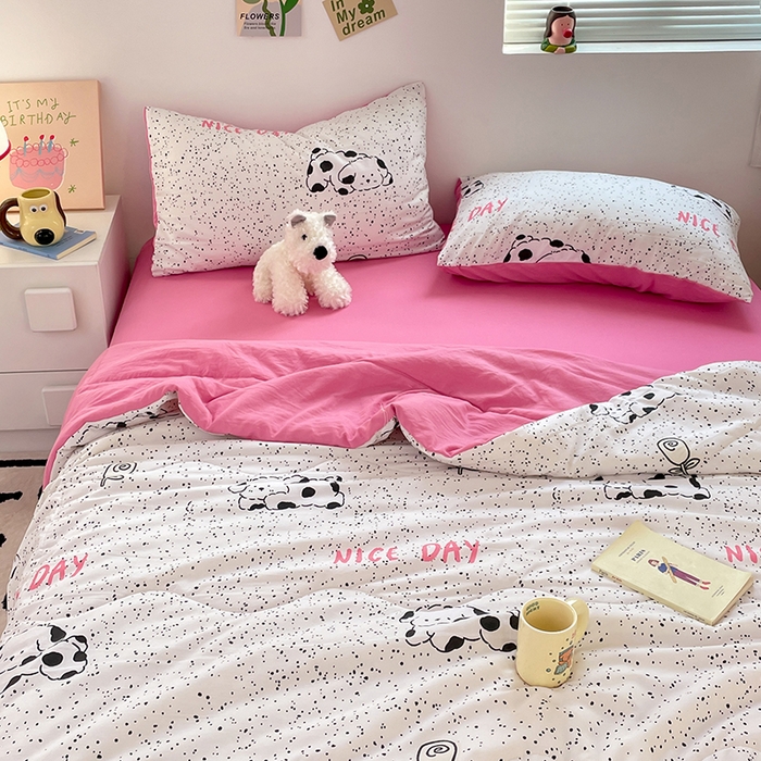 91家纺网 家纺一手货源 找家纺 卡斯诺家纺馆 2026新款水洗云朵棉夏被夏凉被空调被 斑点狗