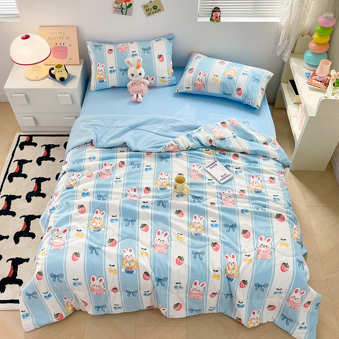 91家纺网 家纺一手货源 找家纺 卡斯诺家纺馆 2026新款水洗云朵棉夏被夏凉被空调被 缤果萌兔