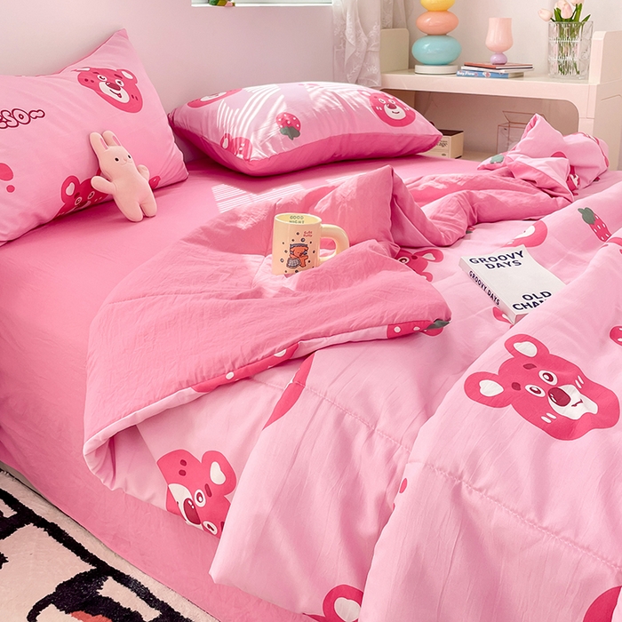 91家纺网 家纺一手货源 找家纺 卡斯诺家纺馆 2026新款水洗云朵棉夏被夏凉被空调被 幸运小熊