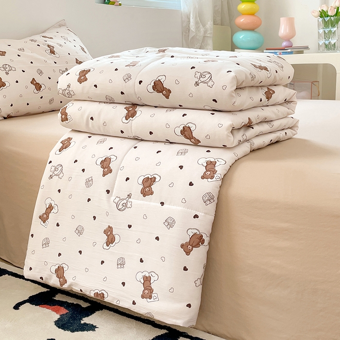 卡斯诺家纺馆 2026新款水洗云朵棉夏被夏凉被空调被 云朵小熊